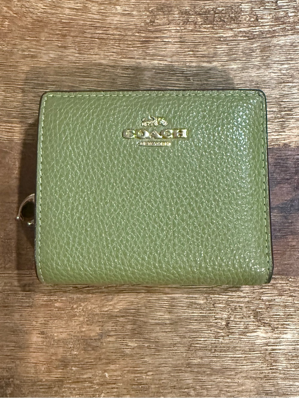 Coach Black and Olive /Avocado Green Zip Wallet with Gold Hardware